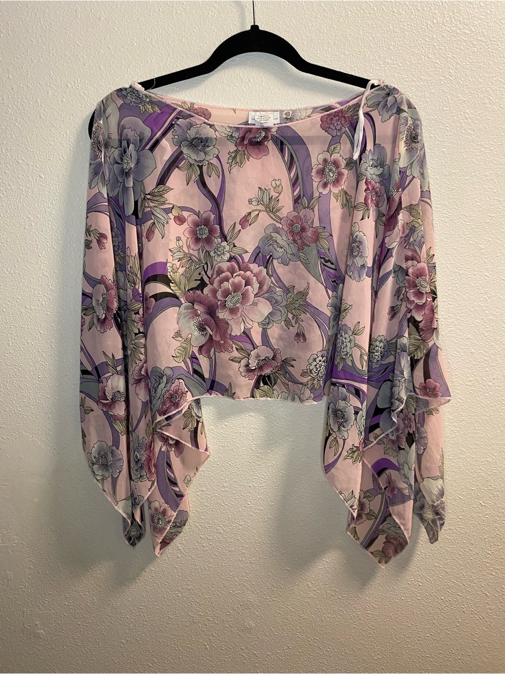 Charlotte Russe Pink and Purple Floral Sheer Blouse